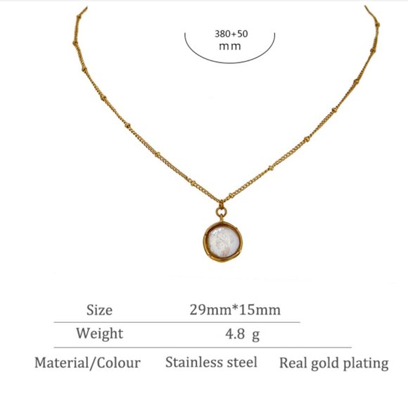 New!! 18K Gold Stainless Steel Exquisite Natural Pearl Pendant Necklace - Picture 7 of 7